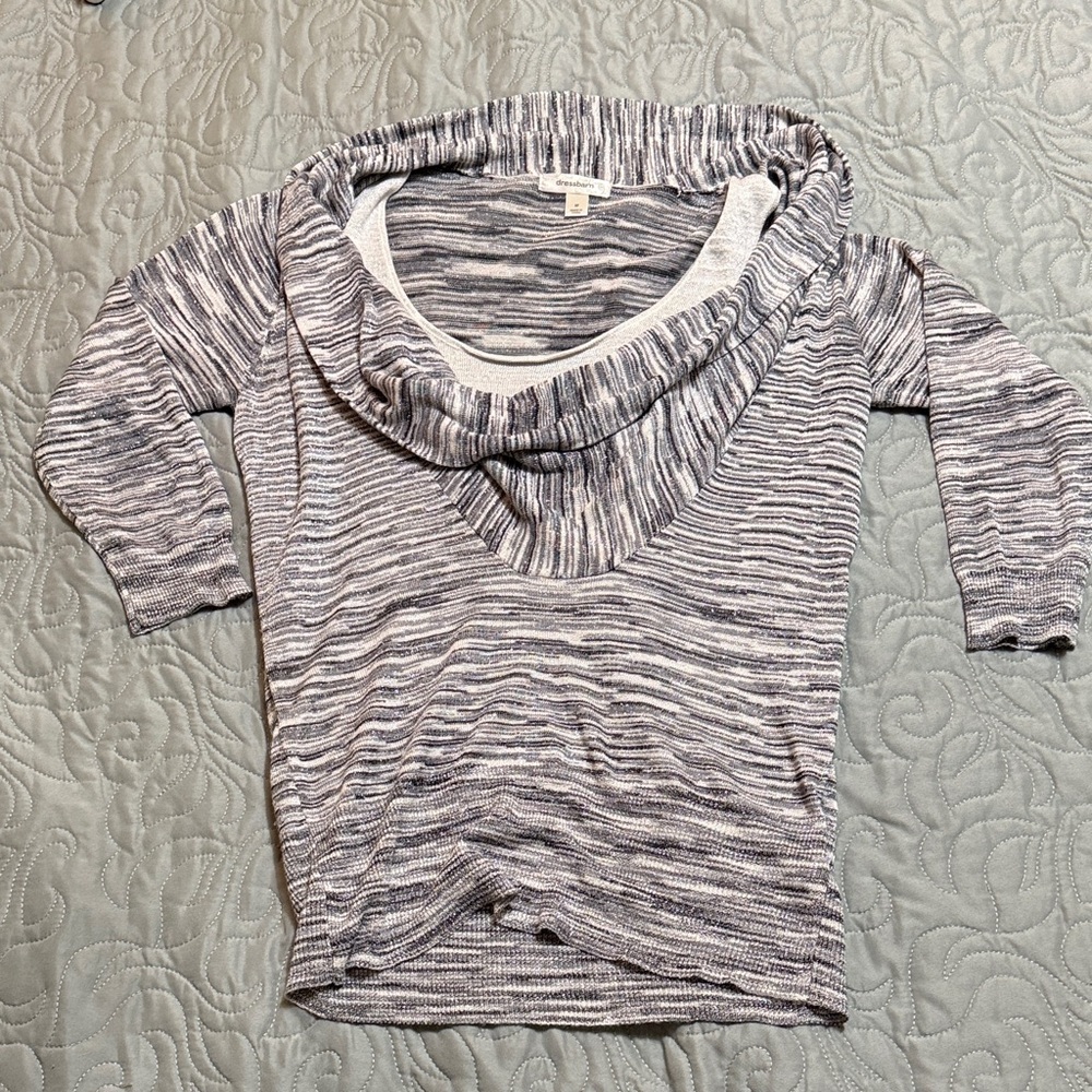 Dressbarn Black and White Cowl Neck Sweatshirt